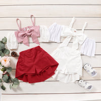 Load image into Gallery viewer, 2 Pieces Set Baby Kid Girls Solid Color Bow Tank Tops And Skirts Wholesale 220510121
