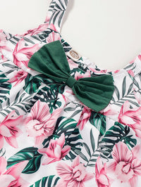 Load image into Gallery viewer, 2 Pieces Set Baby Kid Girls Flower Bow Print Tops And Solid Color Shorts Wholesale 220510122
