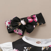 Load image into Gallery viewer, Baby Girls Flower Print Jumpsuits Headwear Wholesale 220510125
