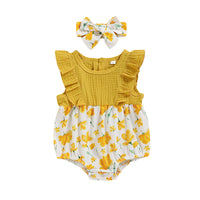 Load image into Gallery viewer, Baby Girls Color-blocking Flower Rompers Wholesale 220510126
