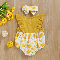 Load image into Gallery viewer, Baby Girls Color-blocking Flower Rompers Wholesale 220510126
