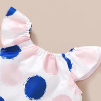 Load image into Gallery viewer, 2 Pieces Set Baby Girls Polka dots Print Tops Headwear And Solid Color Shorts Wholesale 709712003
