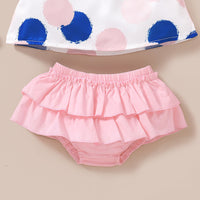 Load image into Gallery viewer, 2 Pieces Set Baby Girls Polka dots Print Tops Headwear And Solid Color Shorts Wholesale 709712003

