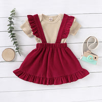 Load image into Gallery viewer, 2 Pieces Set Baby Girls Solid Color Muslin&amp;Ribbed Rompers And Skirts Wholesale 220510136

