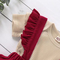 Load image into Gallery viewer, 2 Pieces Set Baby Girls Solid Color Muslin&amp;Ribbed Rompers And Skirts Wholesale 220510136
