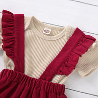 Load image into Gallery viewer, 2 Pieces Set Baby Girls Solid Color Muslin&amp;Ribbed Rompers And Skirts Wholesale 220510136
