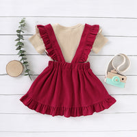 Load image into Gallery viewer, 2 Pieces Set Baby Girls Solid Color Muslin&amp;Ribbed Rompers And Skirts Wholesale 220510136
