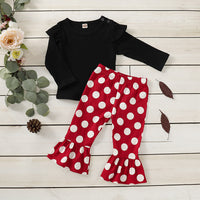 Load image into Gallery viewer, 2 Pieces Set Baby Girls Polka dots Print Pants And Solid Color Tops Wholesale 220510137
