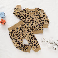 Load image into Gallery viewer, 2 Pieces Set Baby Kid Girls Leopard Print Tops And Pants Wholesale 220510142
