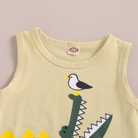 Load image into Gallery viewer, 2 Pieces Set Baby Boys Animals Cartoon Print Tank Tops And Camo Shorts Wholesale 220510144

