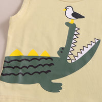 Load image into Gallery viewer, 2 Pieces Set Baby Boys Animals Cartoon Print Tank Tops And Camo Shorts Wholesale 220510144
