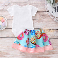 Load image into Gallery viewer, 2 Pieces Set Baby Girls Letters Print Rompers And Polka dots Skirts Wholesale 220510149

