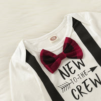 Load image into Gallery viewer, 2 Pieces Set Baby Girls Boys Letters Bow Rompers And Camo Checked Pants Wholesale 220510153
