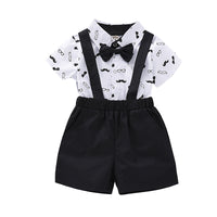 Load image into Gallery viewer, 2 Pieces Set Baby Boys Dressy Bow Print Rompers And Solid Color Shorts Wholesale 220510156
