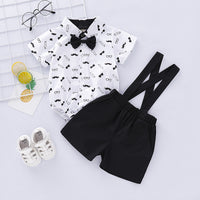 Load image into Gallery viewer, 2 Pieces Set Baby Boys Dressy Bow Print Rompers And Solid Color Shorts Wholesale 220510156
