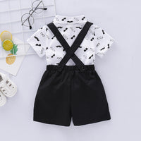 Load image into Gallery viewer, 2 Pieces Set Baby Boys Dressy Bow Print Rompers And Solid Color Shorts Wholesale 220510156
