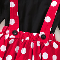 Load image into Gallery viewer, 2 Pieces Set Baby Kid Girls Solid Color Tops And Polka dots Bow Skirts Wholesale 220510164
