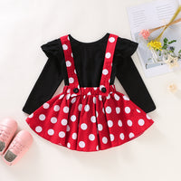Load image into Gallery viewer, 2 Pieces Set Baby Kid Girls Solid Color Tops And Polka dots Bow Skirts Wholesale 220510164
