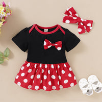 Load image into Gallery viewer, Baby Kid Girls Color-blocking Polka dots Bow Print Dresses Wholesale 220510168
