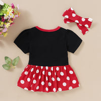 Load image into Gallery viewer, Baby Kid Girls Color-blocking Polka dots Bow Print Dresses Wholesale 220510168
