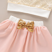 Load image into Gallery viewer, 2 Pieces Set Baby Kid Girls Solid Color Tank Tops And Bow Skirts Wholesale 220510170
