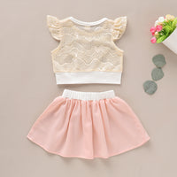 Load image into Gallery viewer, 2 Pieces Set Baby Kid Girls Solid Color Tank Tops And Bow Skirts Wholesale 220510170
