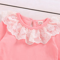 Load image into Gallery viewer, 2 Pieces Set Baby Kid Girls Solid Color Lace Tops And Pants Wholesale 220510171
