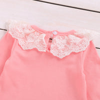 Load image into Gallery viewer, 2 Pieces Set Baby Kid Girls Solid Color Lace Tops And Pants Wholesale 220510171
