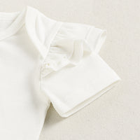 Load image into Gallery viewer, 3 Pieces Set Baby Girls Solid Color Print Rompers Flower Skirts And Bow Headwear Wholesale 220510177
