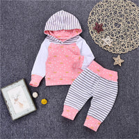 Load image into Gallery viewer, 2 Pieces Set Baby Girls Striped Color-blocking Polka dots Print Hoodies Swearshirts And Pants Wholesale 220510187
