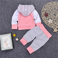 Load image into Gallery viewer, 2 Pieces Set Baby Girls Striped Color-blocking Polka dots Print Hoodies Swearshirts And Pants Wholesale 220510187
