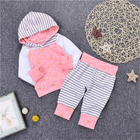Load image into Gallery viewer, 2 Pieces Set Baby Girls Striped Color-blocking Polka dots Print Hoodies Swearshirts And Pants Wholesale 220510187

