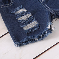 Load image into Gallery viewer, 2 Pieces Set Baby Kid Girls Solid Color Tank Tops And Ripped Shorts Wholesale 220510190
