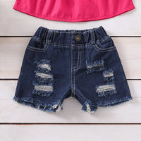 Load image into Gallery viewer, 2 Pieces Set Baby Kid Girls Solid Color Tank Tops And Ripped Shorts Wholesale 220510190
