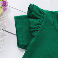 Load image into Gallery viewer, 3 Pieces Set Baby Kid Girls Solid Color Tops Flower Print Dresses And Bow Headwear Wholesale 220510193
