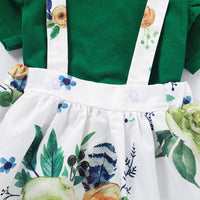 Load image into Gallery viewer, 3 Pieces Set Baby Kid Girls Solid Color Tops Flower Print Dresses And Bow Headwear Wholesale 220510193
