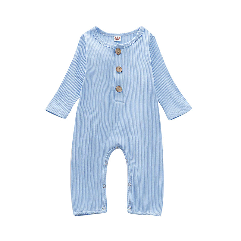 Baby Girls Solid Color Muslin&Ribbed Jumpsuits Wholesale 220510202