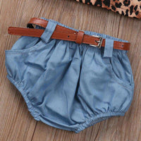 Load image into Gallery viewer, 3 Pieces Set Baby Girls Leopard Tops Solid Color Shorts And Bow Headwear Wholesale 220510206
