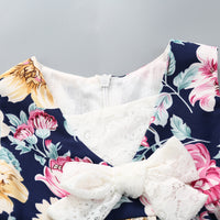 Load image into Gallery viewer, Baby Kid Girls Flower Bow Print Dresses Wholesale 220510208
