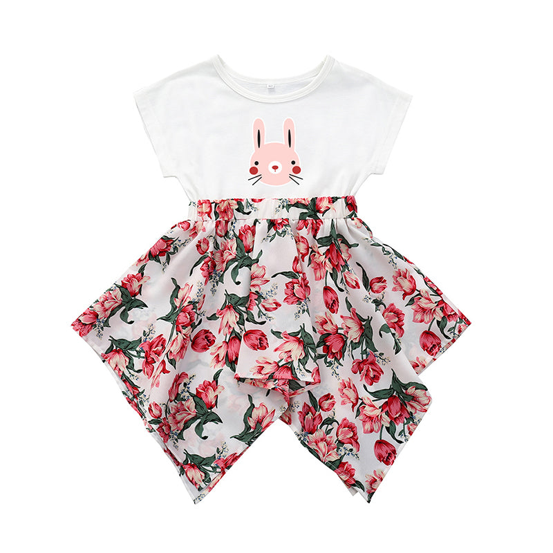 Baby Kid Girls Color-blocking Flower Animals Print Dresses Wholesale 220510209
