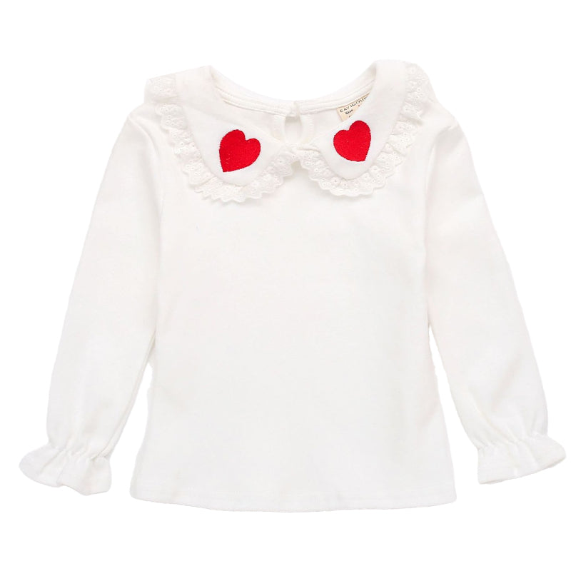 Baby Kid Girls Love heart Embroidered Tops Wholesale 22051021