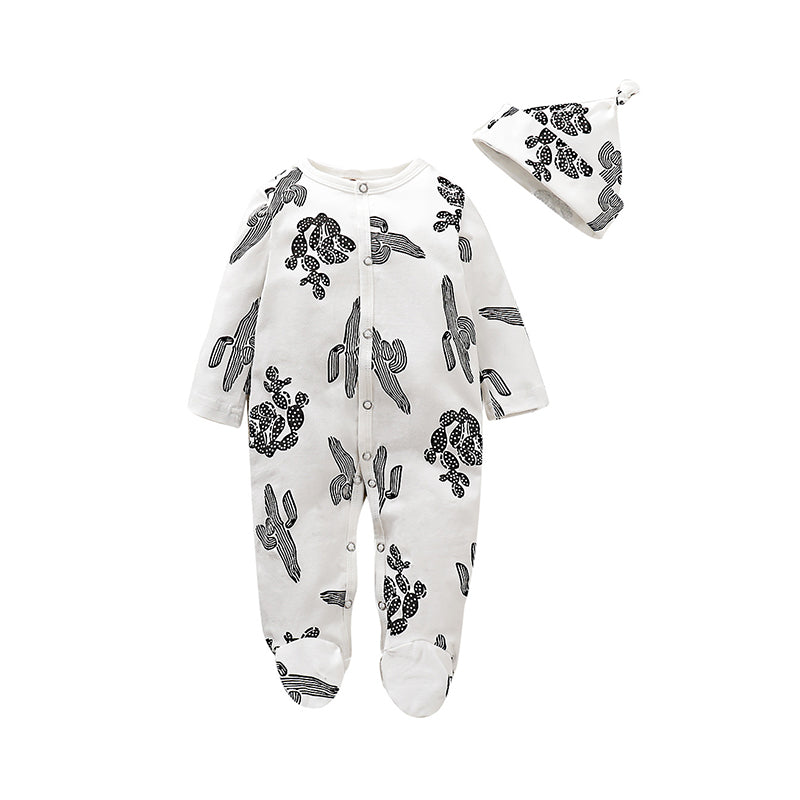 Baby Girls Plant Print Jumpsuits Wholesale 220510212