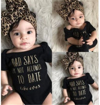 Load image into Gallery viewer, 2 Pieces Set Baby Girls Leopard Headwear And Letters Rompers Wholesale 220510216
