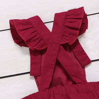 Load image into Gallery viewer, 2 Pieces Set Baby Girls Solid Color Print Headwear And Rompers Wholesale 220510217
