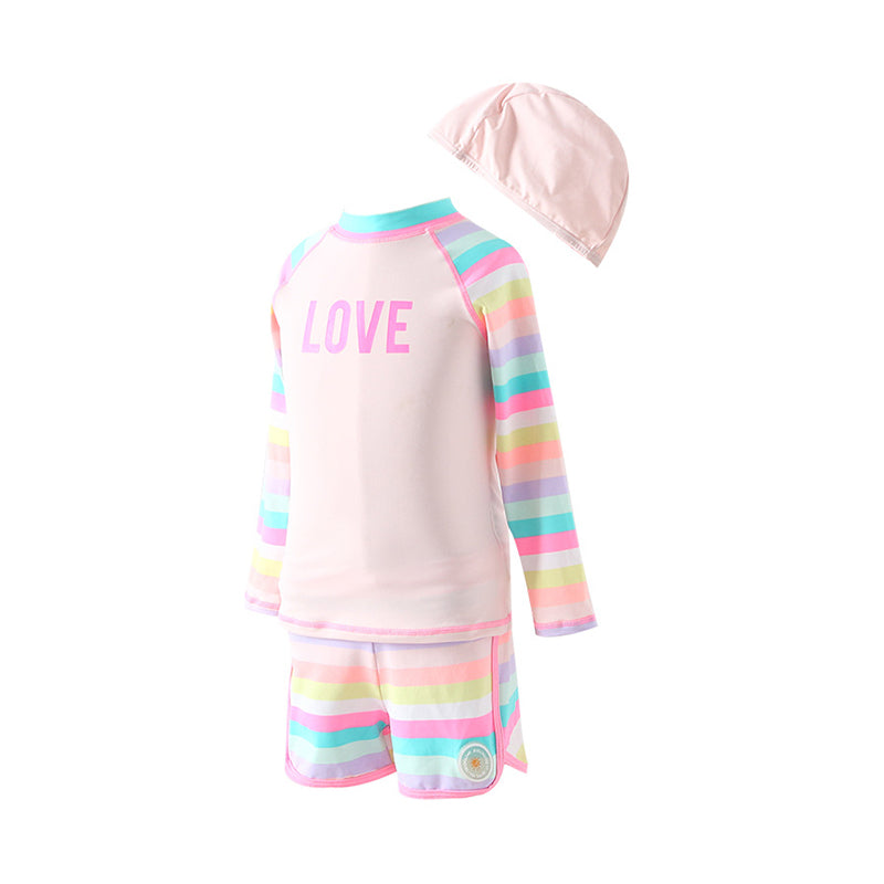 Baby Kid Girls Striped Color-blocking Sports Swimwears Wholesale 220510224