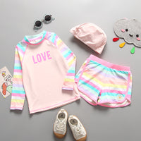 Load image into Gallery viewer, Baby Kid Girls Striped Color-blocking Sports Swimwears Wholesale 220510224

