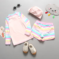 Load image into Gallery viewer, Baby Kid Girls Striped Color-blocking Sports Swimwears Wholesale 220510224

