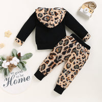 Load image into Gallery viewer, 2 Pieces Set Baby Kid Unisex Color-blocking Leopard Hoodies Swearshirts And Pants Wholesale 220510229
