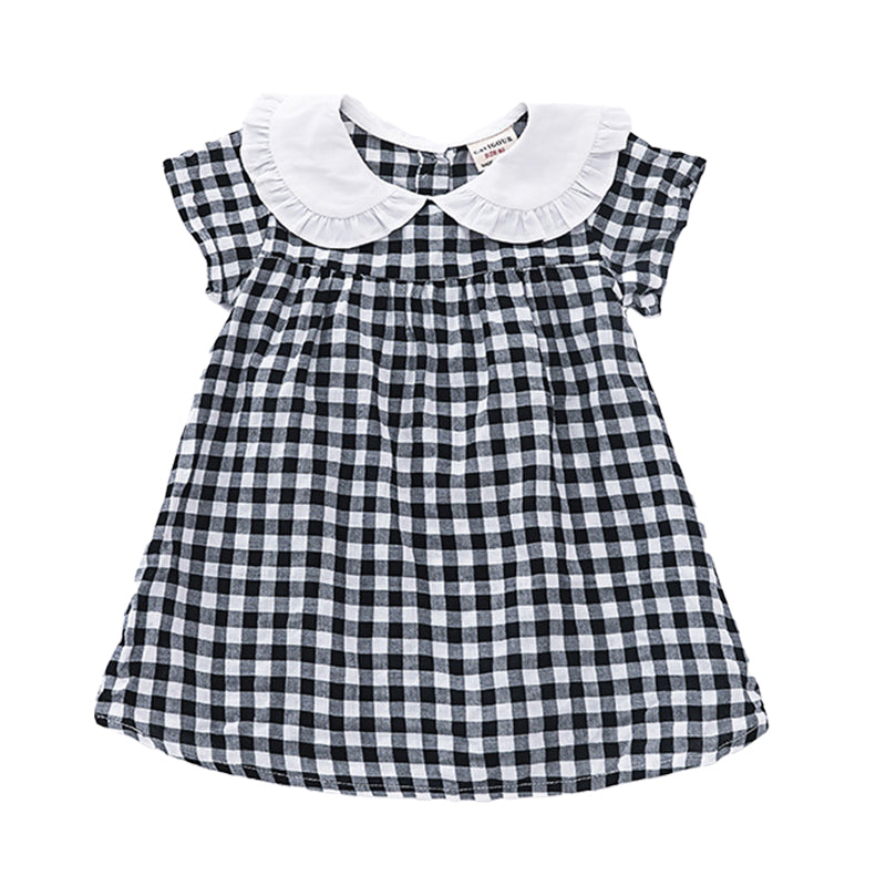 Baby Kid Girls Checked Dresses Wholesale 22051023