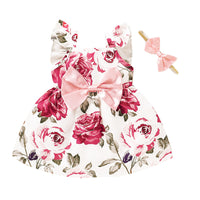 Load image into Gallery viewer, Baby Kid Girls Flower Bow Print Dresses Wholesale 220510240
